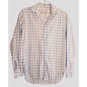 Frank & Eileen Blue Plaid Frank V Neck Button Down Long Sleeve Shirt XXS EUC